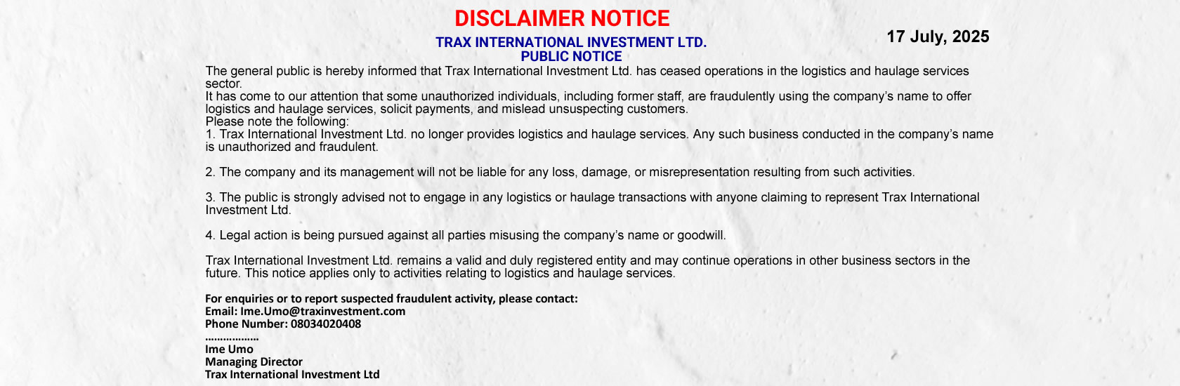 Disclaimer